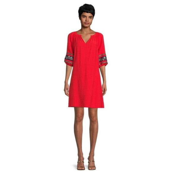 Women’s Medium Red Split Neck Dress - Picture 1 of 6